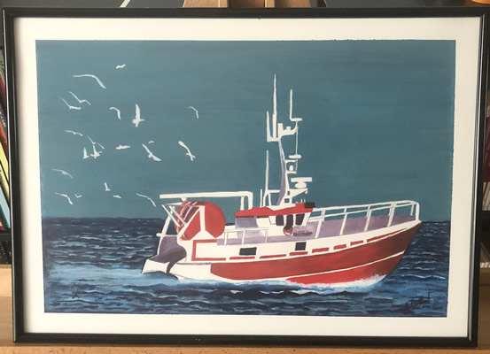 (c) Alexandre Brillant - peinture acrylique - pêche en mer bretonne